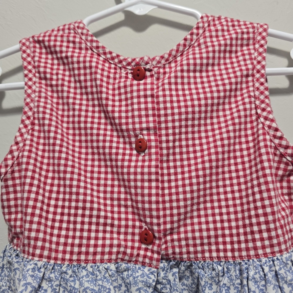 Vintage Y2K Arizona Plaid Dress Kids 4T Floral Red - Picture 6 of 8